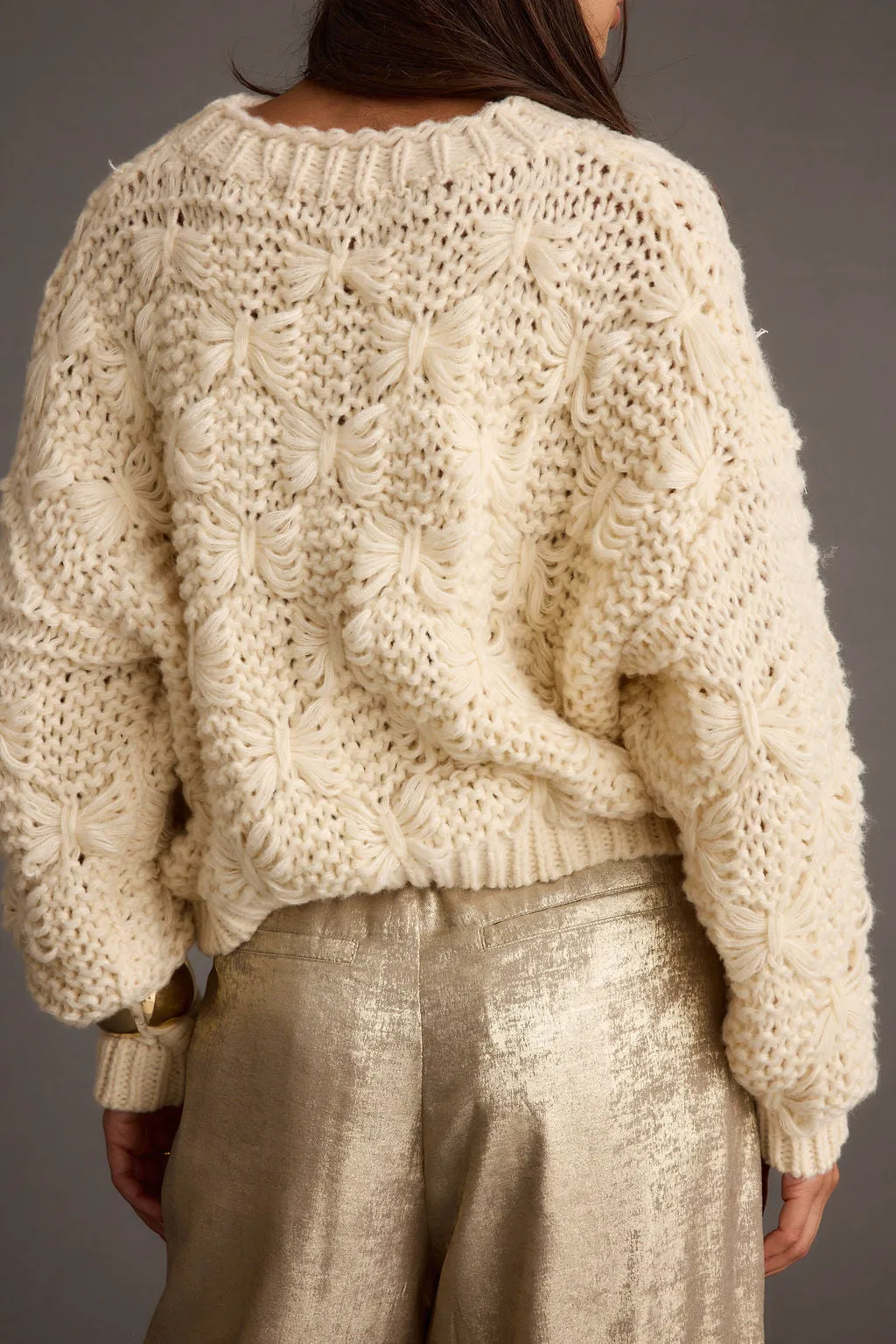 Gaming Bethany Cream Cable Knit Sweater