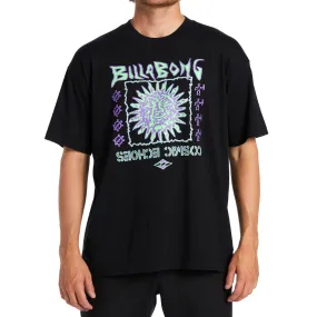 Billabong Mens Cosmic Sun Crew Neck T-Shirt - Black Stretchable Material