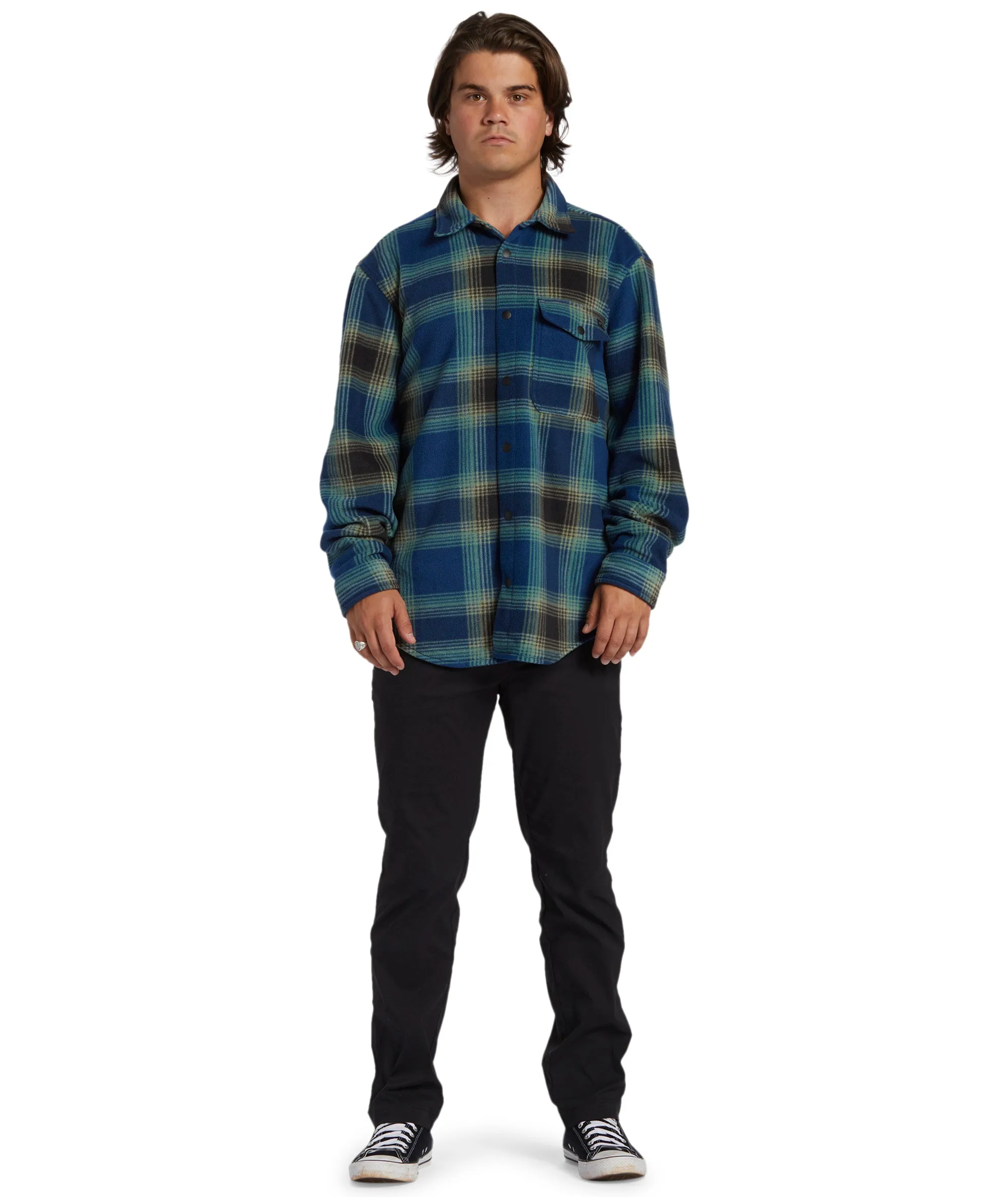 Billabong Mens Furnace Flannel Check Lumberjack Overshirt - Dark Blue Professional Look
