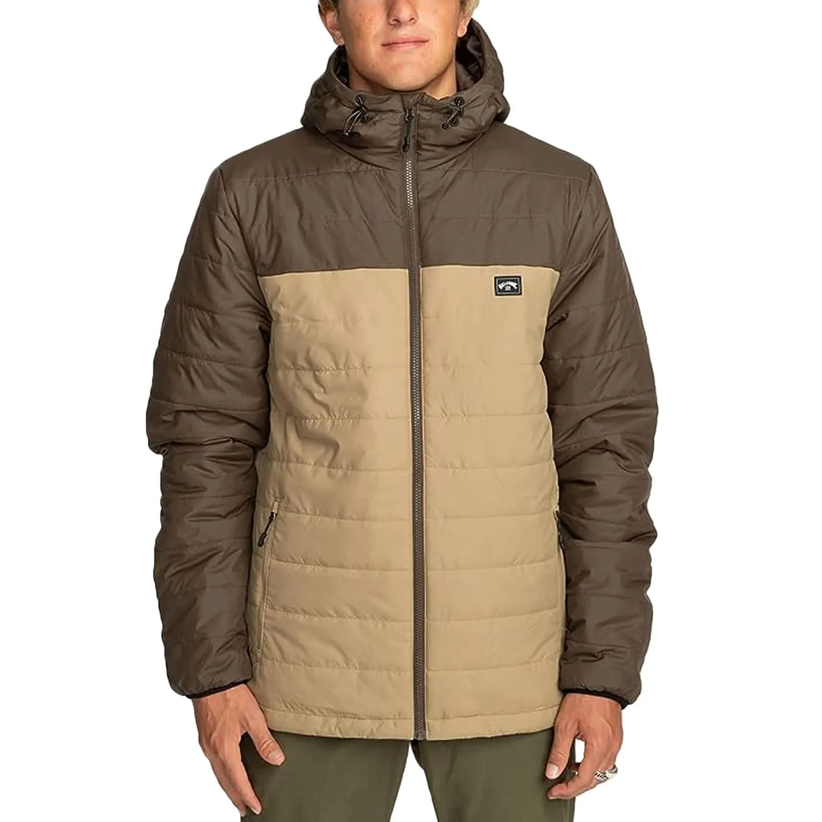 Abrasion Resistant Edges Sealed Seam Construction Billabong Mens Surf Checker Padded Full Zip Jacket - Dark Brown
