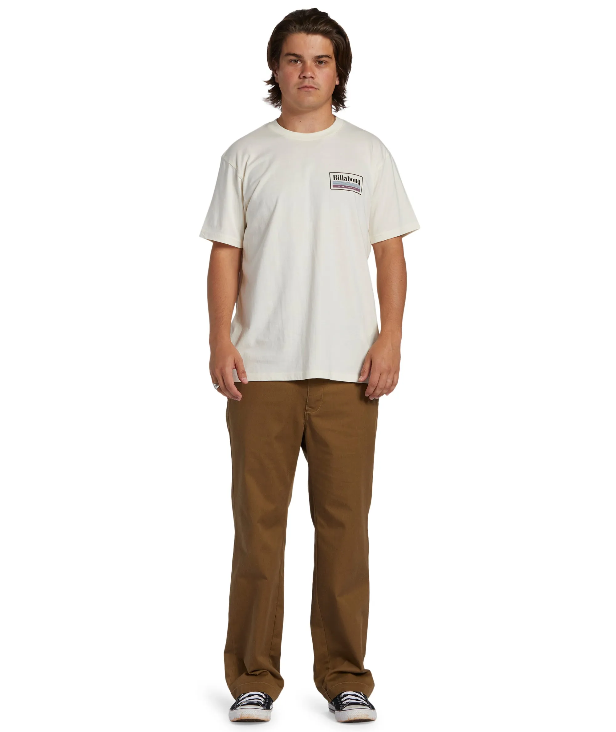 Billabong Mens Walled Short Sleeve T-Shirt Mesh Panel Details Layered Placket Design