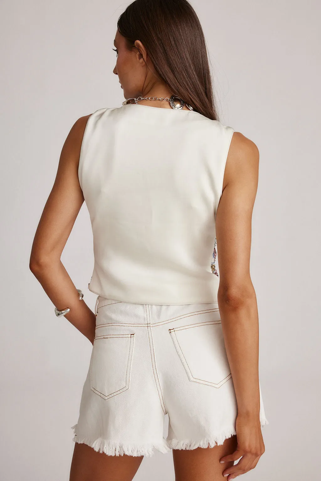 Convertible Collar SweatGuard Lining Nixie Mulitcolor Sequin Vest