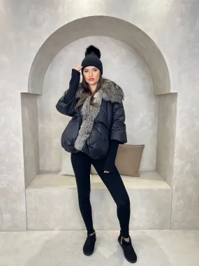 Breathable Softshell Layer Winter Fashion Black Luxury Fur Trim Jacket