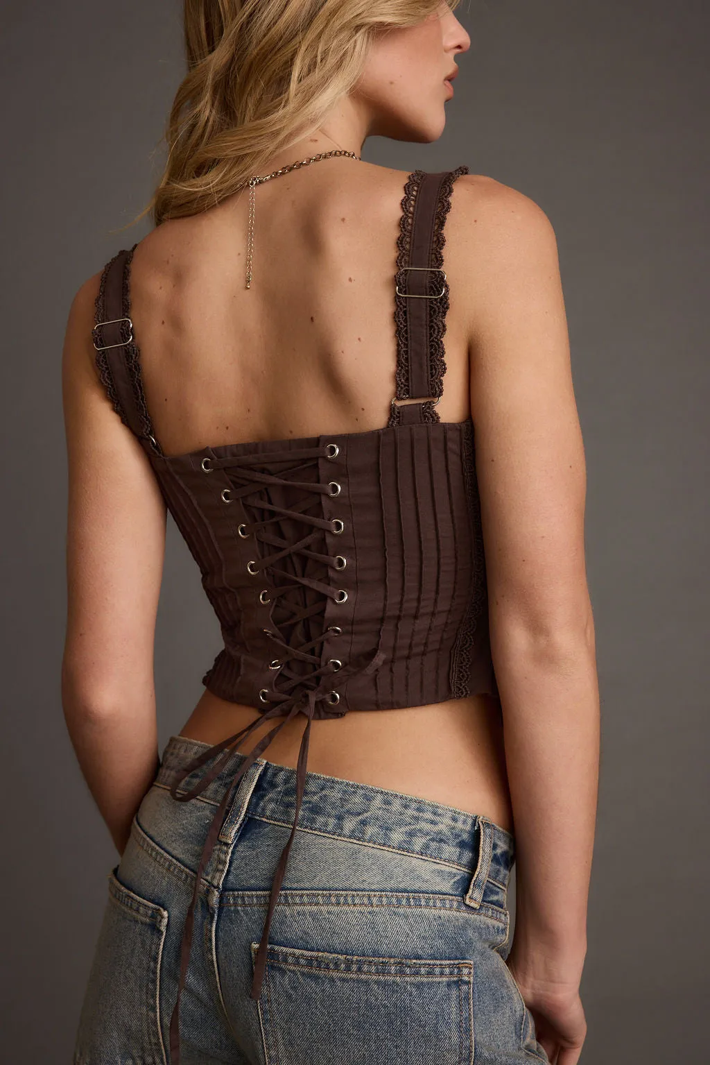 AbrasionResistant Edging Blakely Brown Corset Top