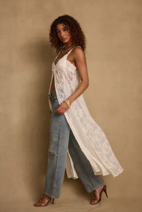 Blanca White Lace Longline Tank Anti Pilling Finish SlimFitAdaptation