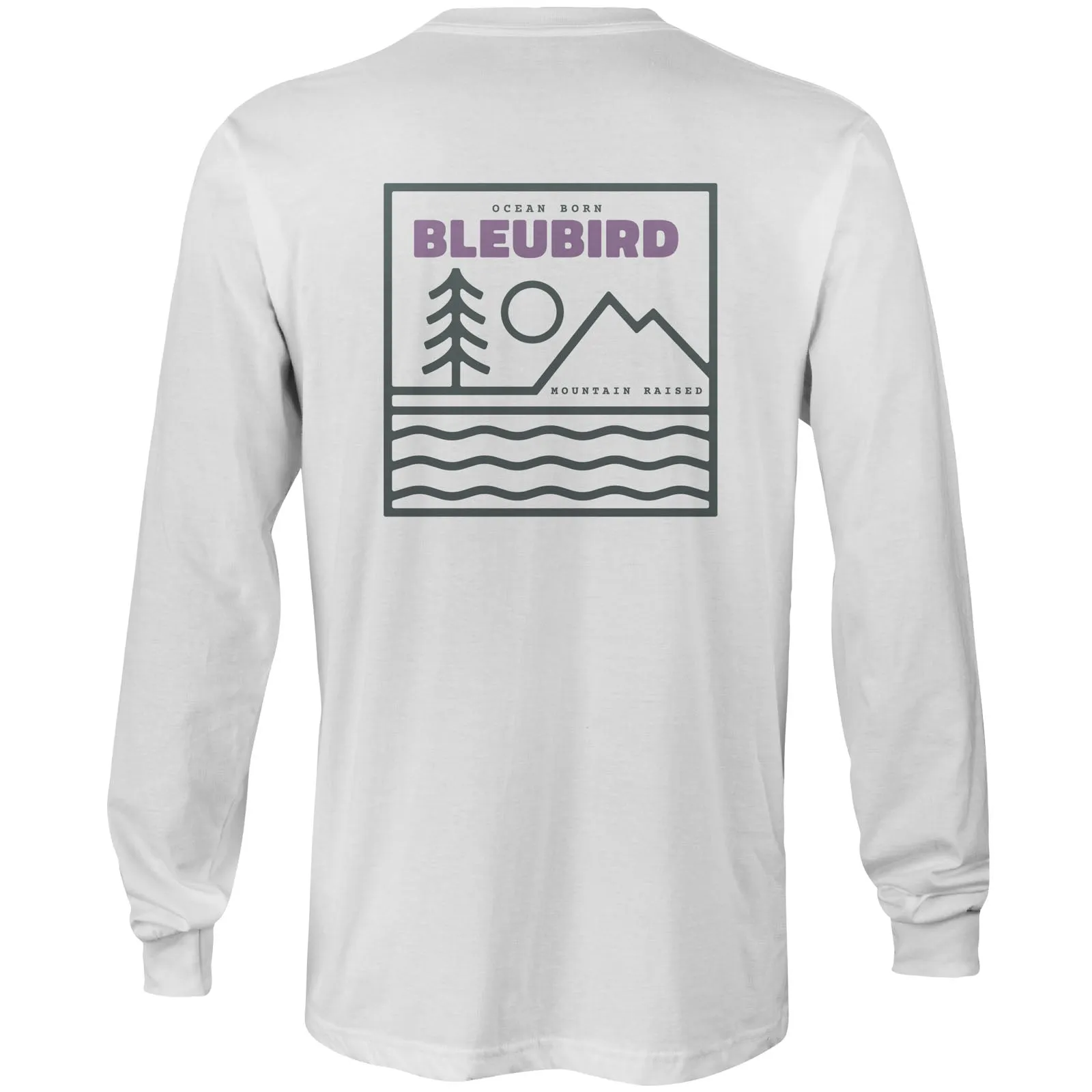 High Stretch Fabric Smooth Interior Lining Bleubird Unisex Campout Long Sleeve T-Shirt - White