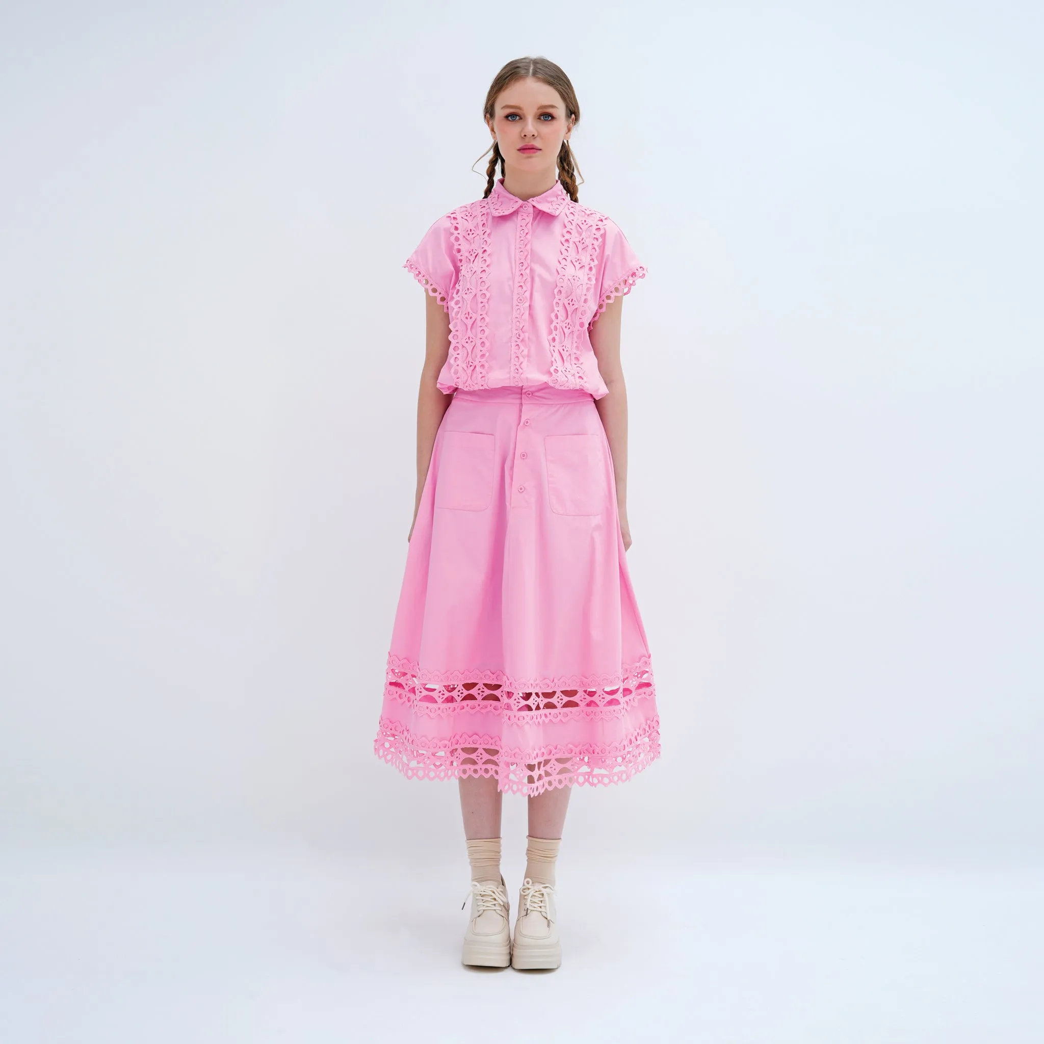 Non Restrictive Fit Blouse & Midi Skirt Set