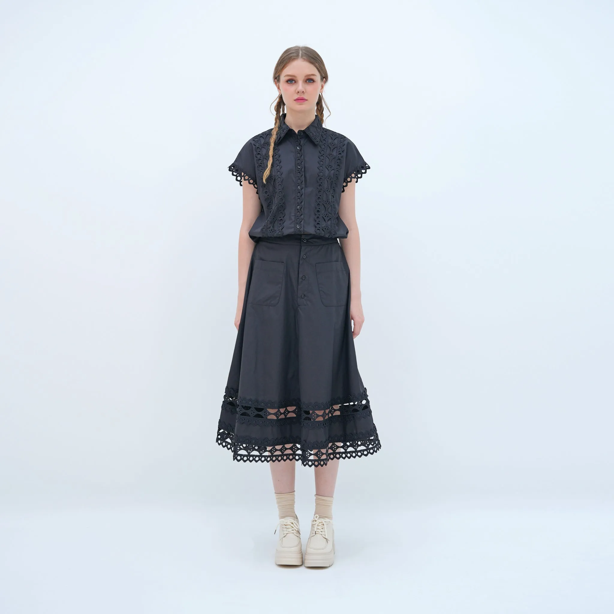 Curvy Fit Creative Fashion Blouse & Midi Skirt Set