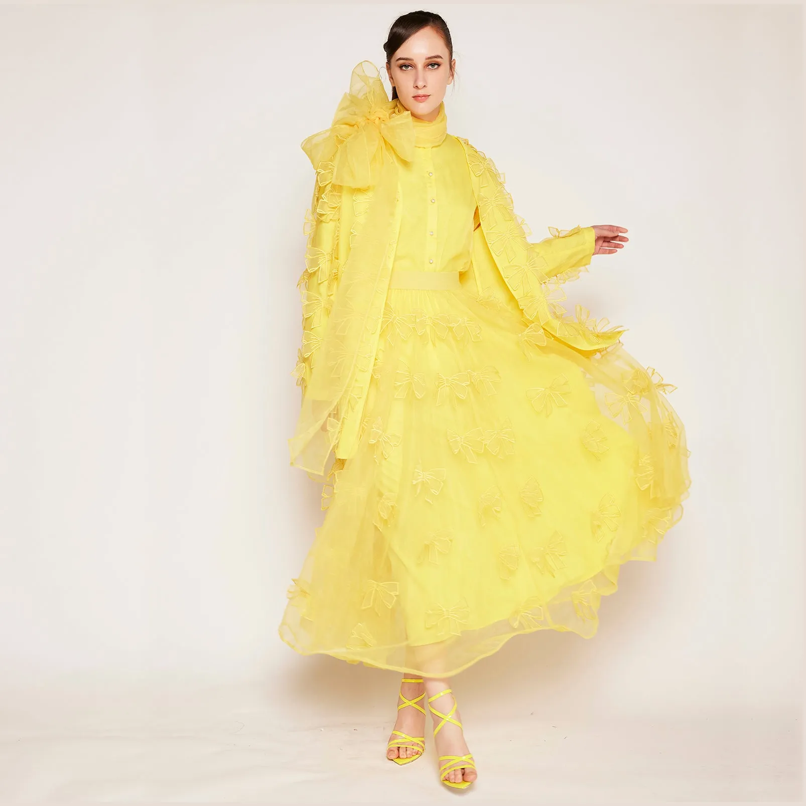 Bows embroidered Organza Skirt Young adult