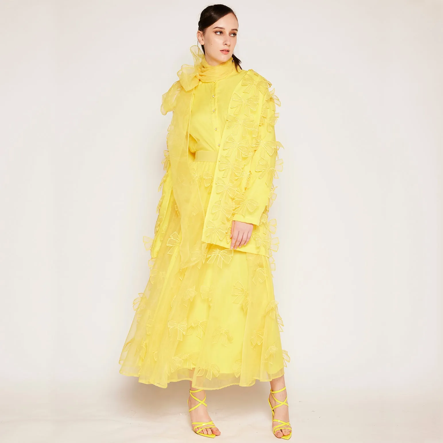 Comfy Look Cool Touch Bows embroidered Organza Skirt