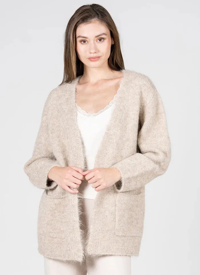Breathable Layer Fit Yarn Dyed Fabric Textured Open Sweater Cardigan