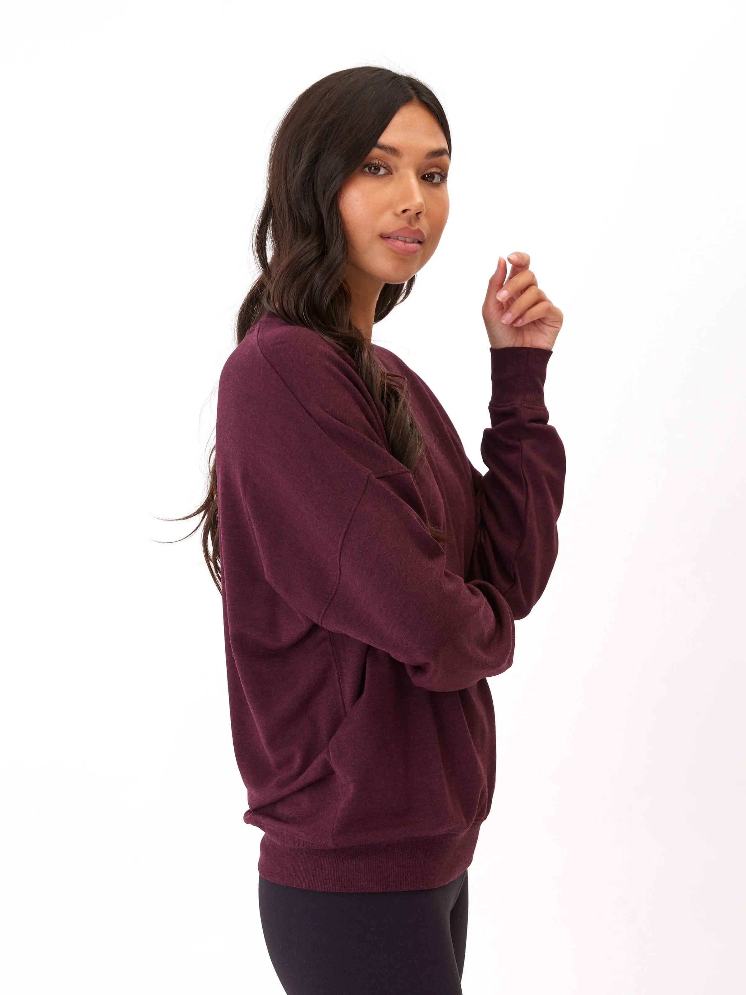 Cuffs Adjust Cathy Boyfriend Feather Fleece Pullover