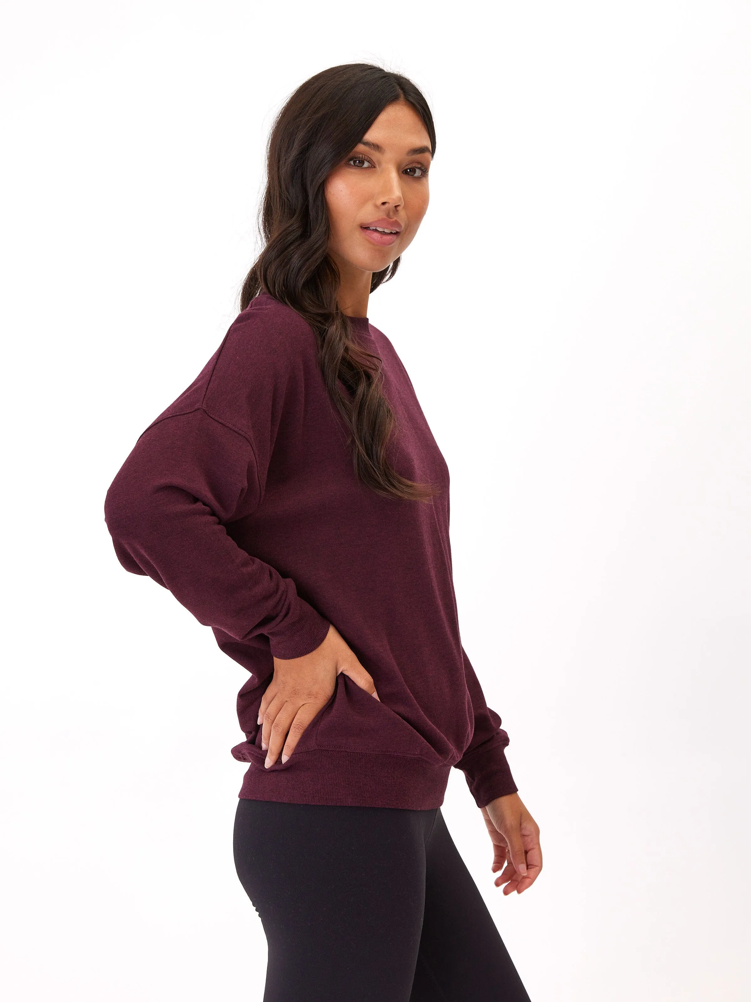 Cathy Boyfriend Feather Fleece Pullover Adjustable Hem Relaxed Daily Style