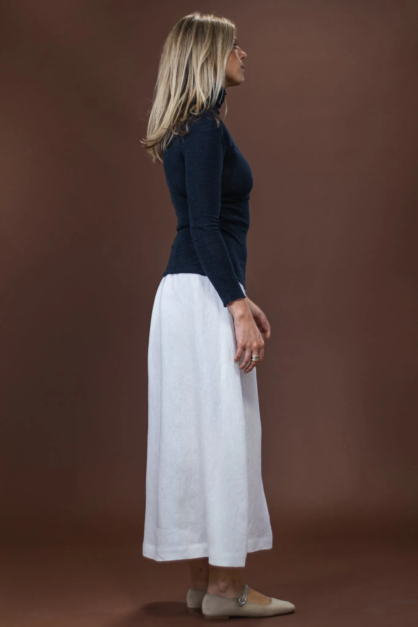 Merino Roll Neck | Mid Blue Melange Fade Resistant Dye Layered Thermal Core
