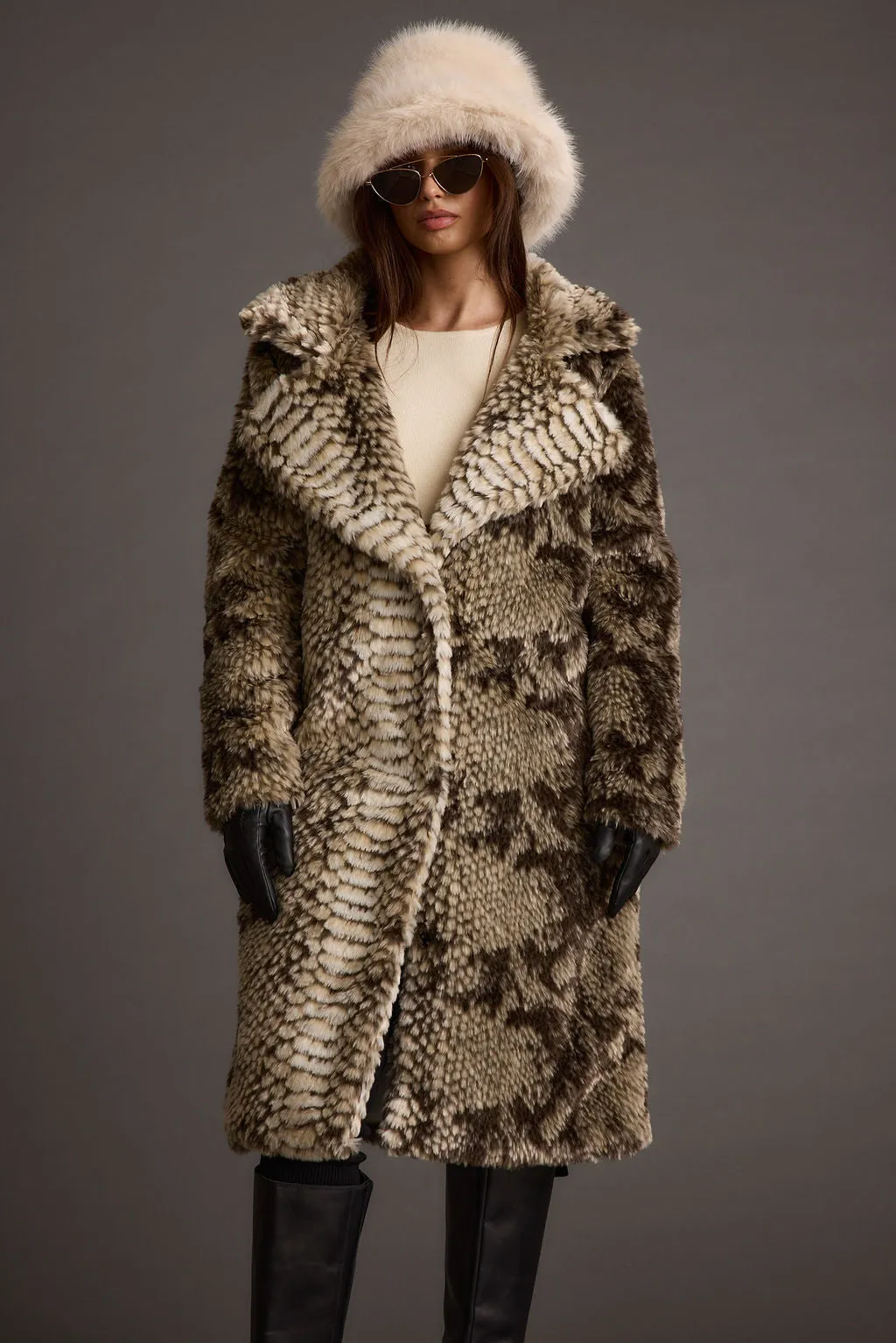 Vivienne Grey Snake Faux Fur Jacket Ergonomic Mobility Cut