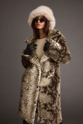 Anti Pilling Vivienne Grey Snake Faux Fur Jacket