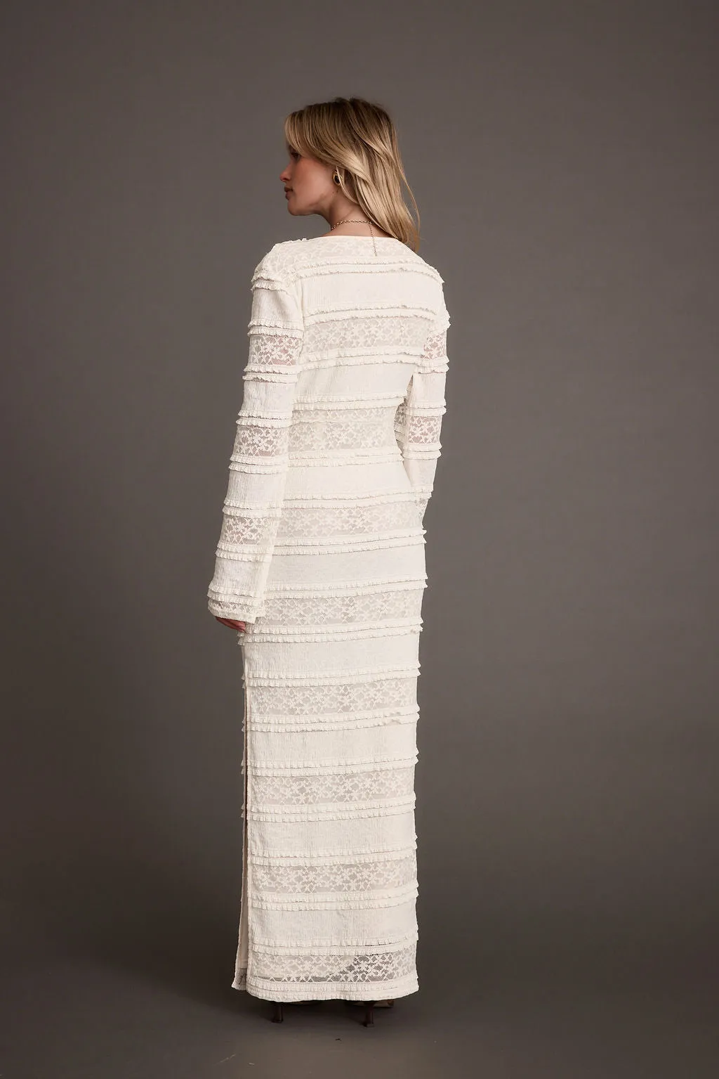 Melrose Ivory Long Sleeve Lace Maxi Dress Style Vibes