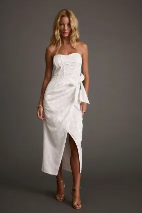 Form Flow Picture Perfect Brighton White Strapless Satin Wrap Dress