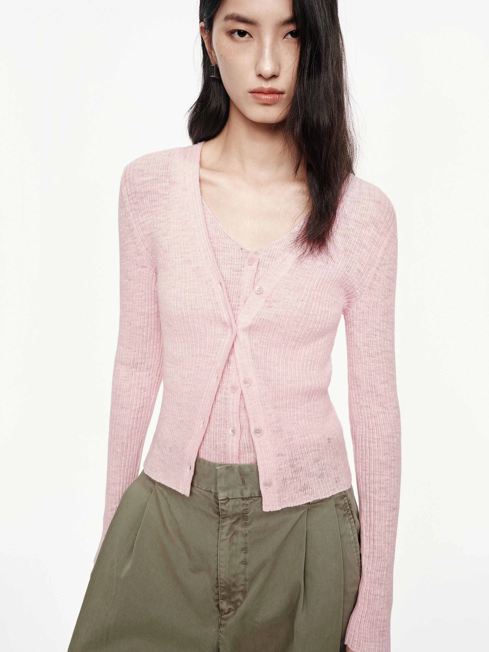 Linen Cotton V-neck Cardigan Outdoor Comforted