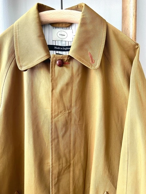 Wax Cotton Balmacaan Rain Coat / Dark Beige Street Fashion