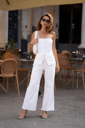 Seaside White High Rise Straight Leg Jeans Layer Fit Water resistant coating