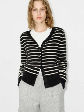 Button Closure Striped Cardigan Breathable Mesh Panels Daily Comforted
