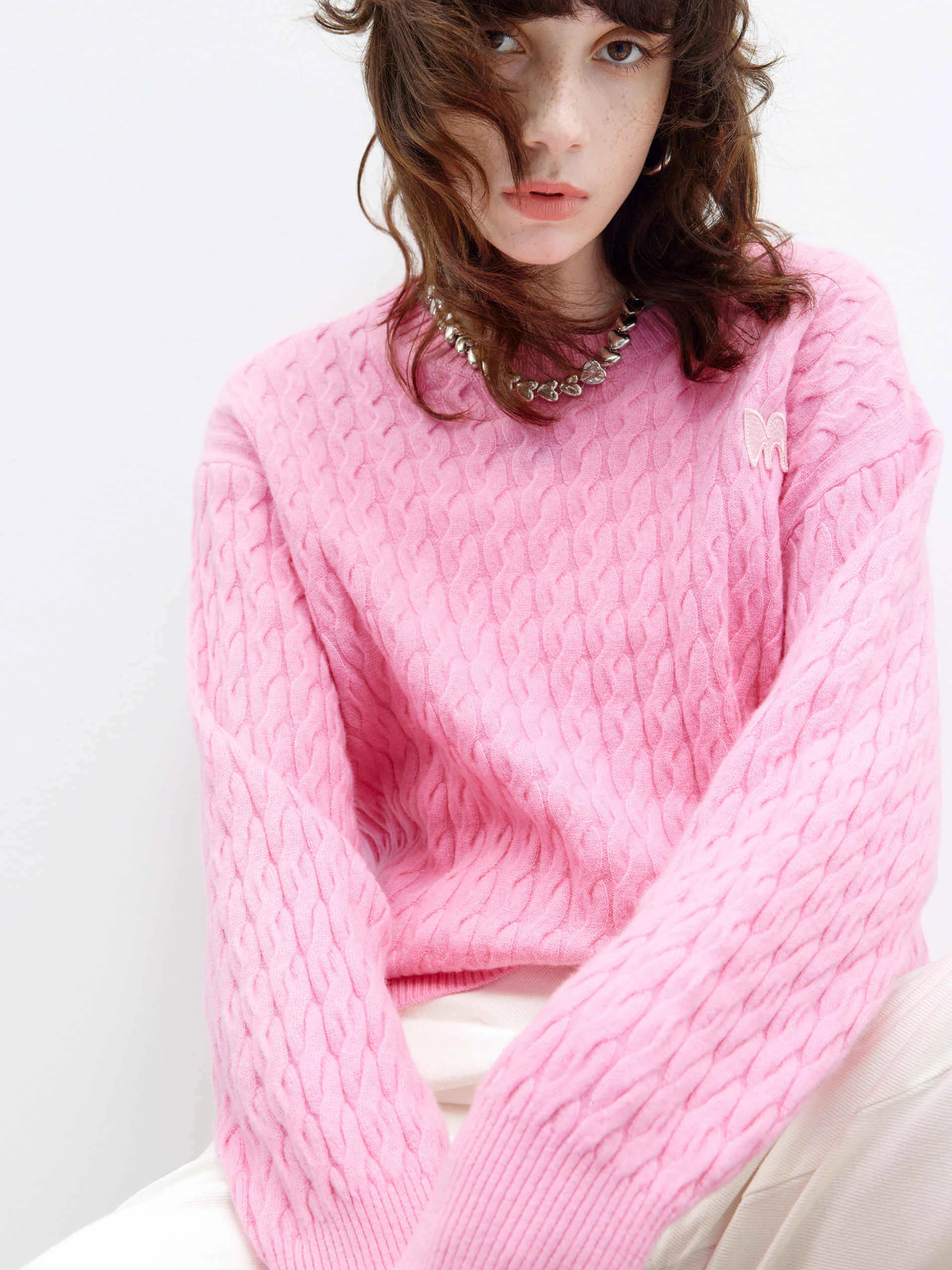 Cable Texture Knit Sweater Quick Wear
