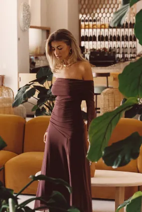 Cairo Merlot Mesh Maxi Dress Night Charm Layered Comfort Wear