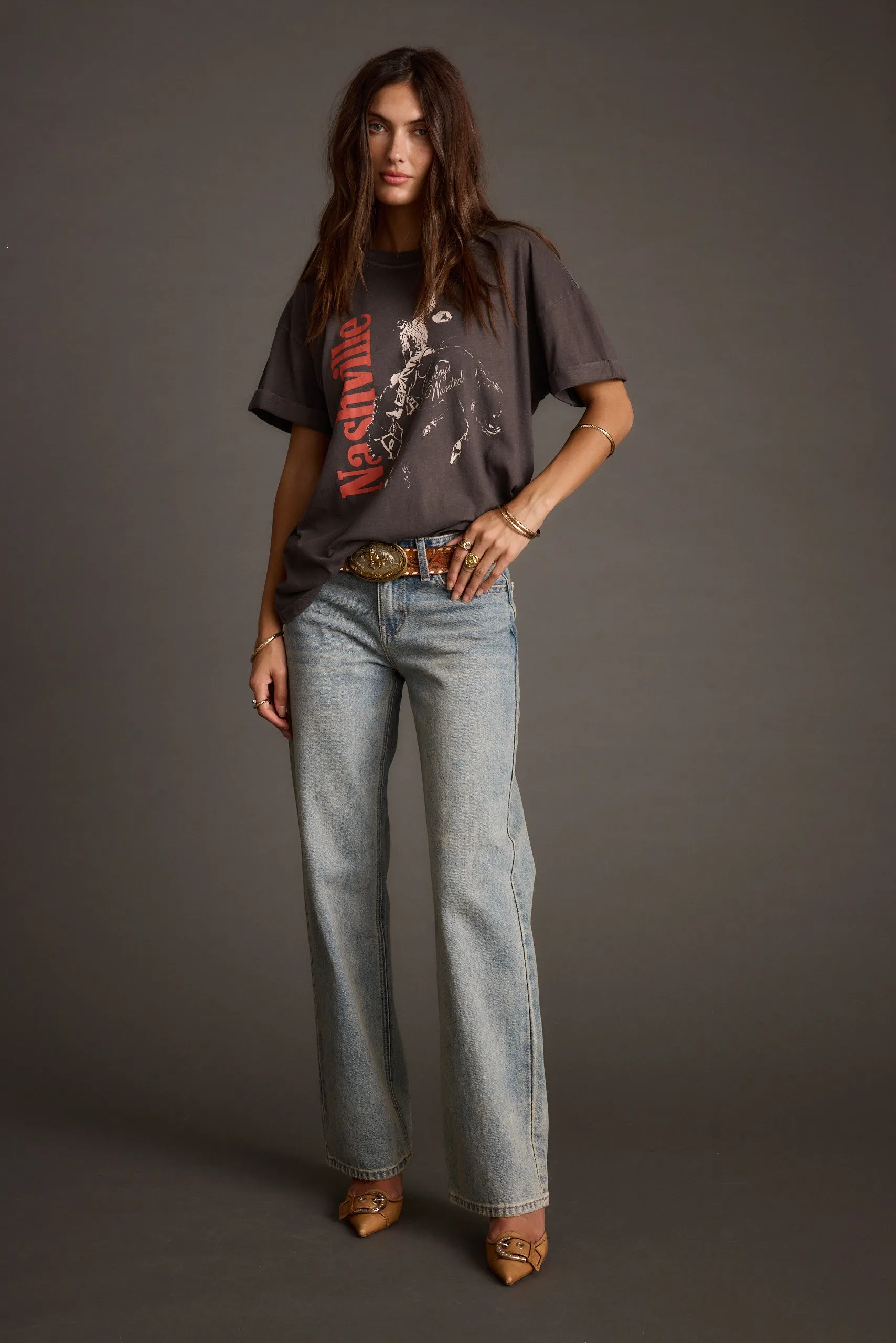 Callie Charcoal Oversized Graphic Tee Relaxed Wear Office Wear