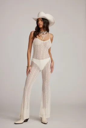 Feminine Cut Cammie White Lace Sheer Jumpsuit