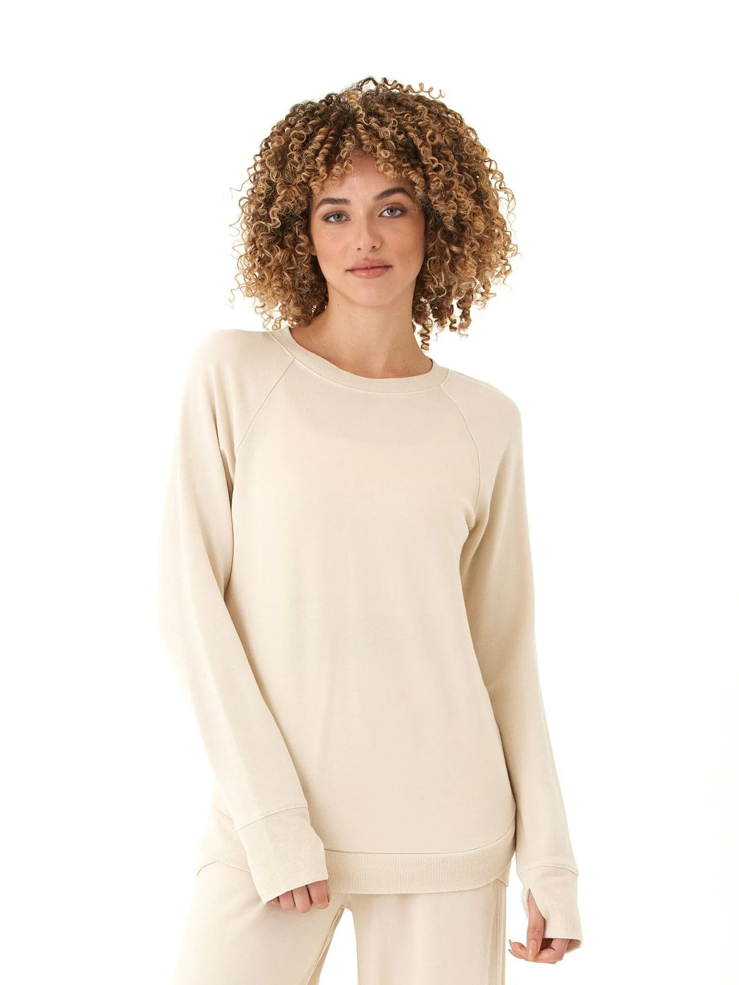 Sporty Layers Cannon Feather Fleece Tulip Hem Tunic Sweatshirt