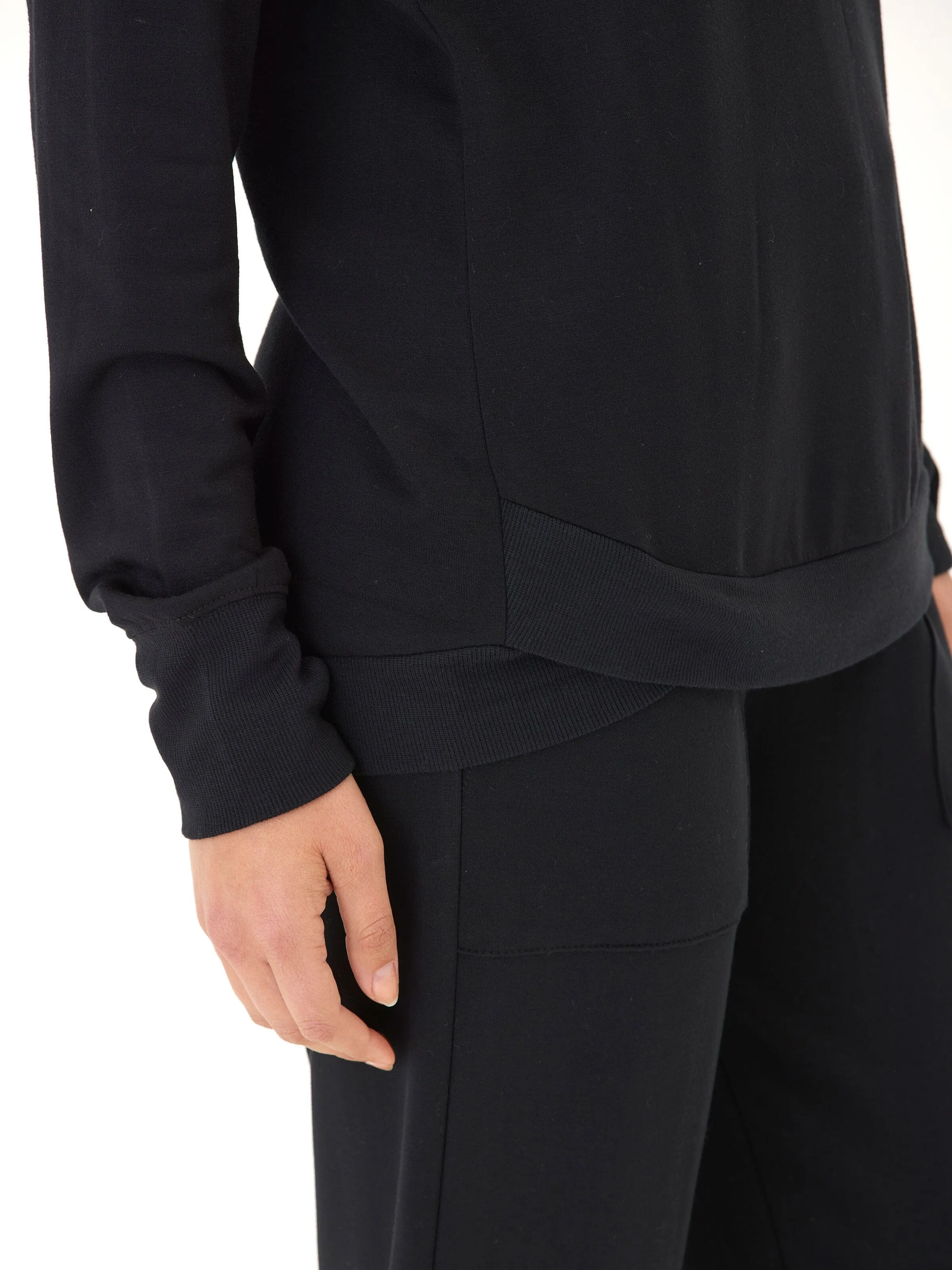 Lightweight Polyester Blend Cannon Feather Fleece Tulip Hem Tunic Sweatshirt