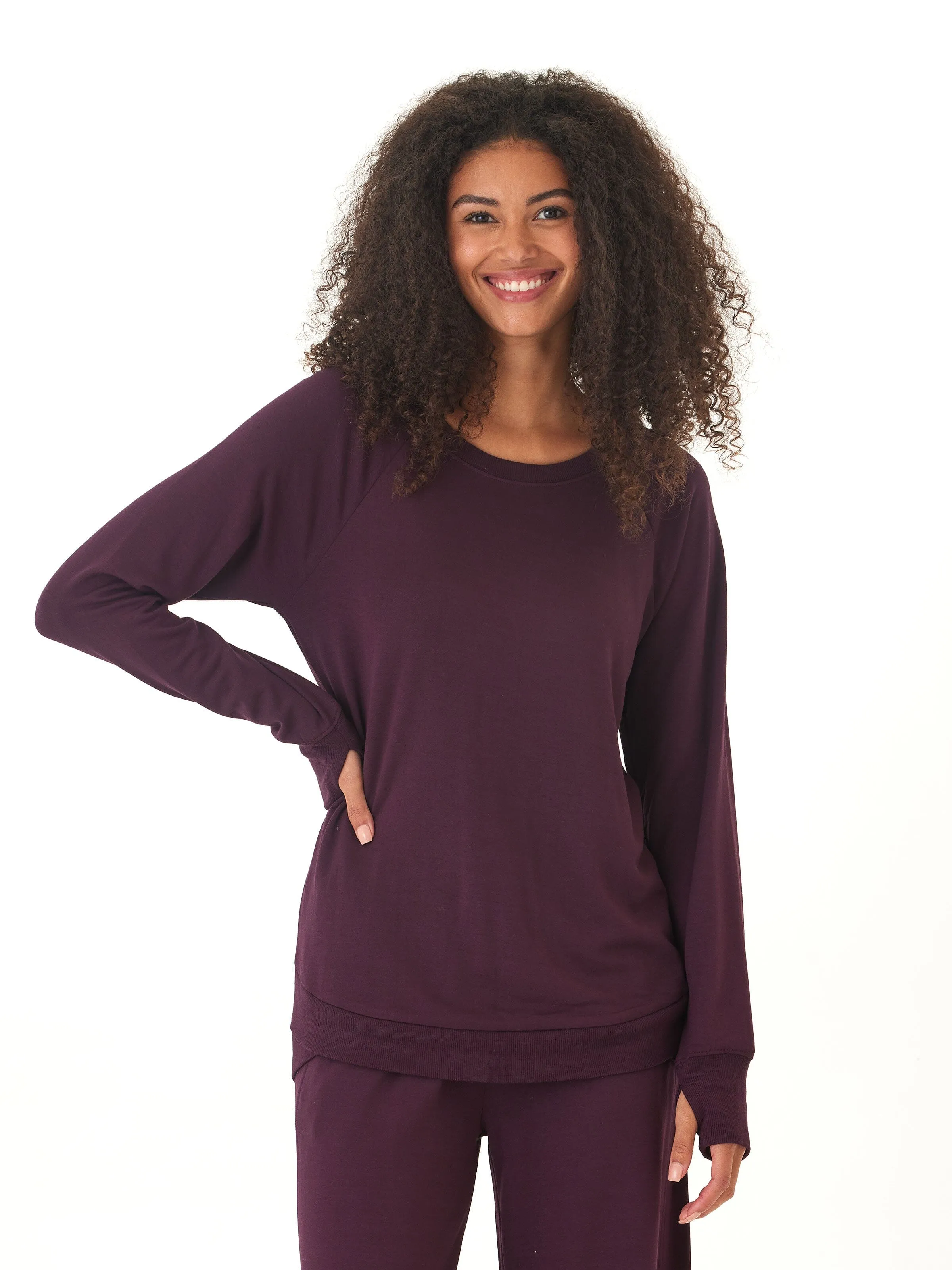 Cannon Feather Fleece Tulip Hem Tunic Sweatshirt Adjustable hood design