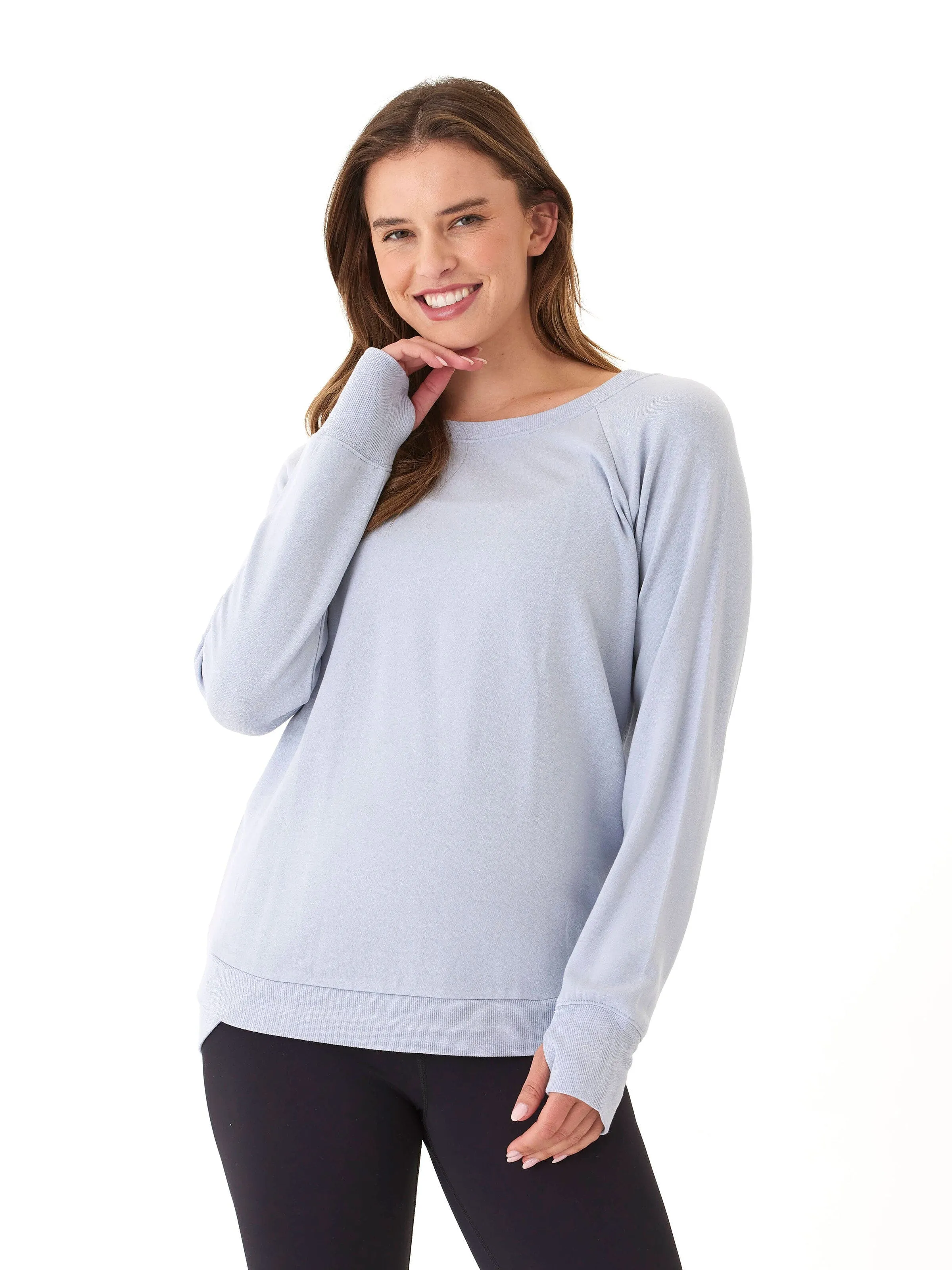 Ergonomic Seams Cannon Feather Fleece Tulip Hem Tunic Sweatshirt