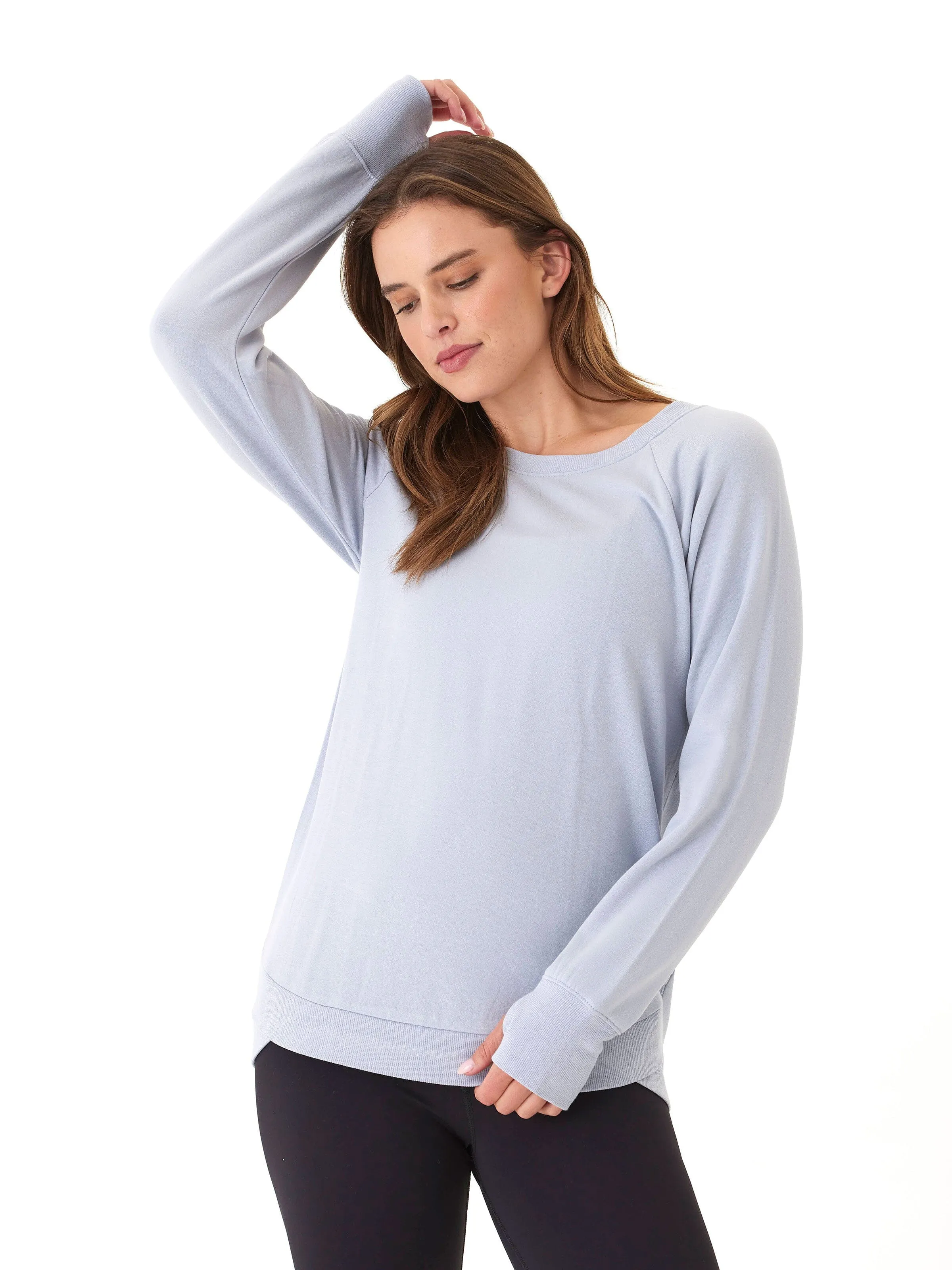 Convertible Style Cannon Feather Fleece Tulip Hem Tunic Sweatshirt