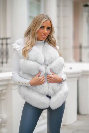 Eco Friendly Coatings Crisp Clean Fit Off White Luxury Fur 4 Row Gilet