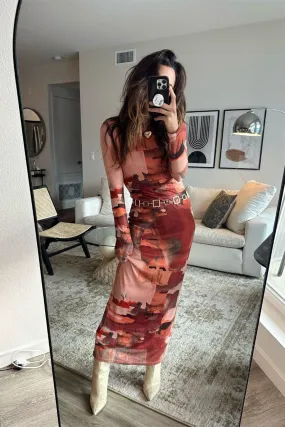 Day To Night Casanova Printed Mesh Maxi Dress