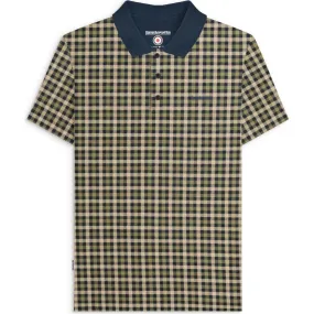 Stylish Detail Sleek Fit Lambretta Mens Check Short Sleeve Polo Shirt