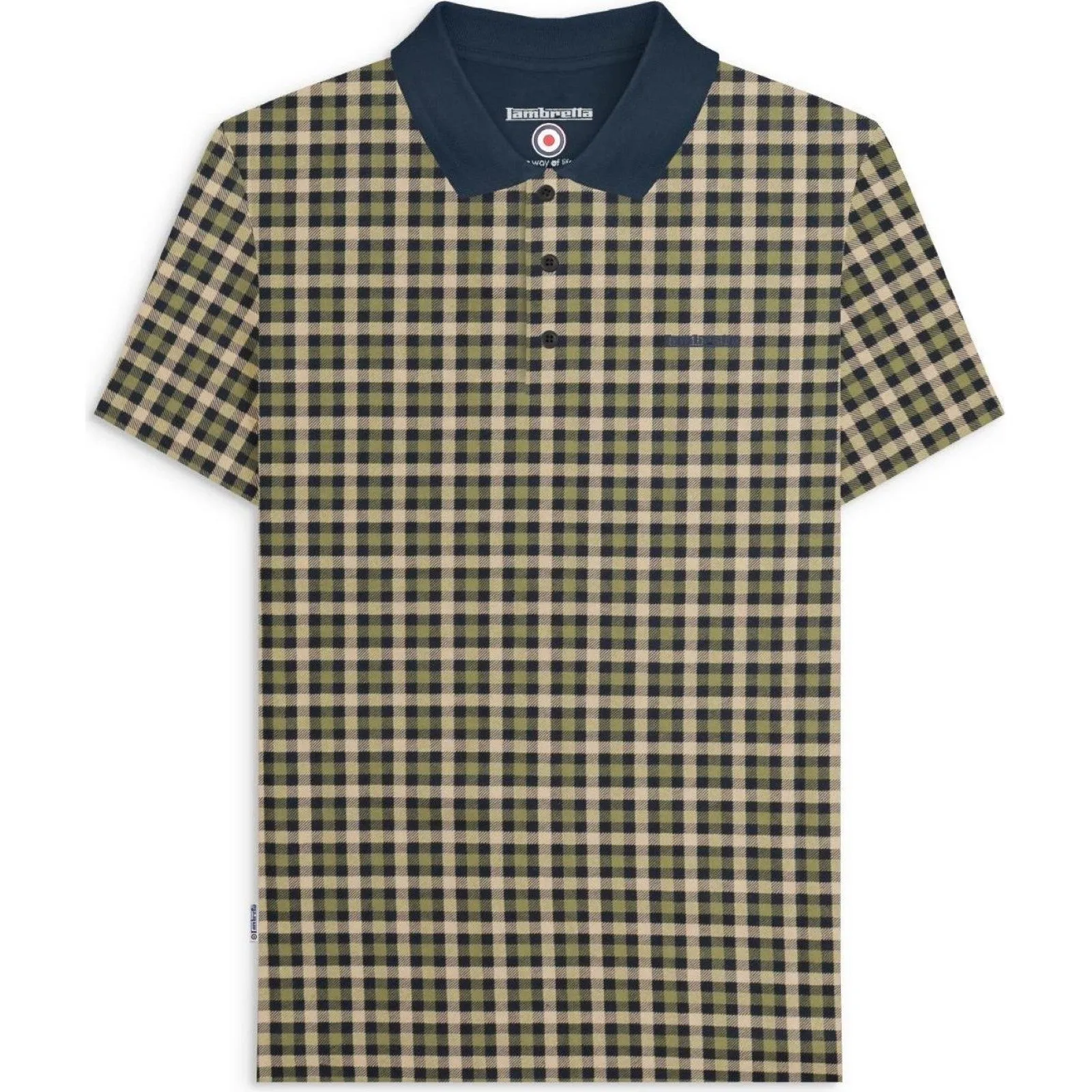 Stylish Detail Sleek Fit Lambretta Mens Check Short Sleeve Polo Shirt