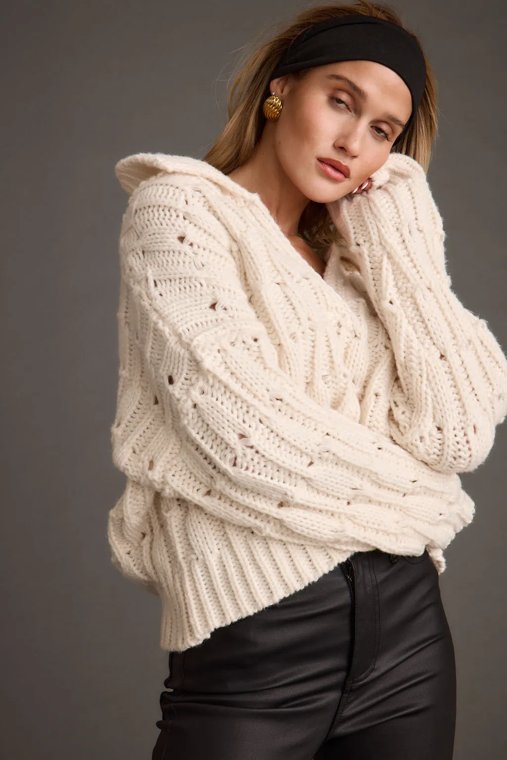 Riverstone Cream Cableknit Sweater teenagers'