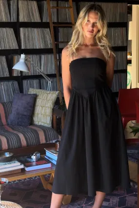 High Waist Brunch Glow Blaire Strapless Drop Waist Midi Dress