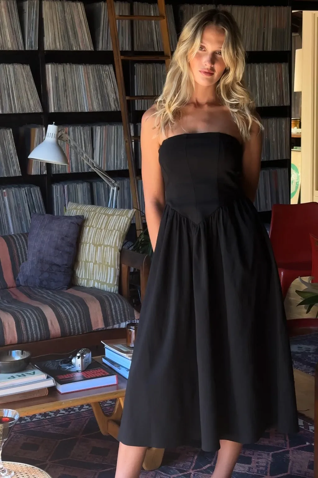 Lounge Base Blaire Strapless Drop Waist Midi Dress