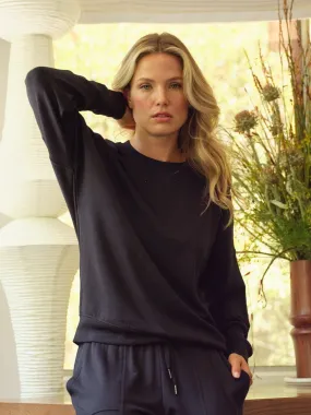 Cathy Boyfriend Feather Fleece Pullover Stretch Comfort