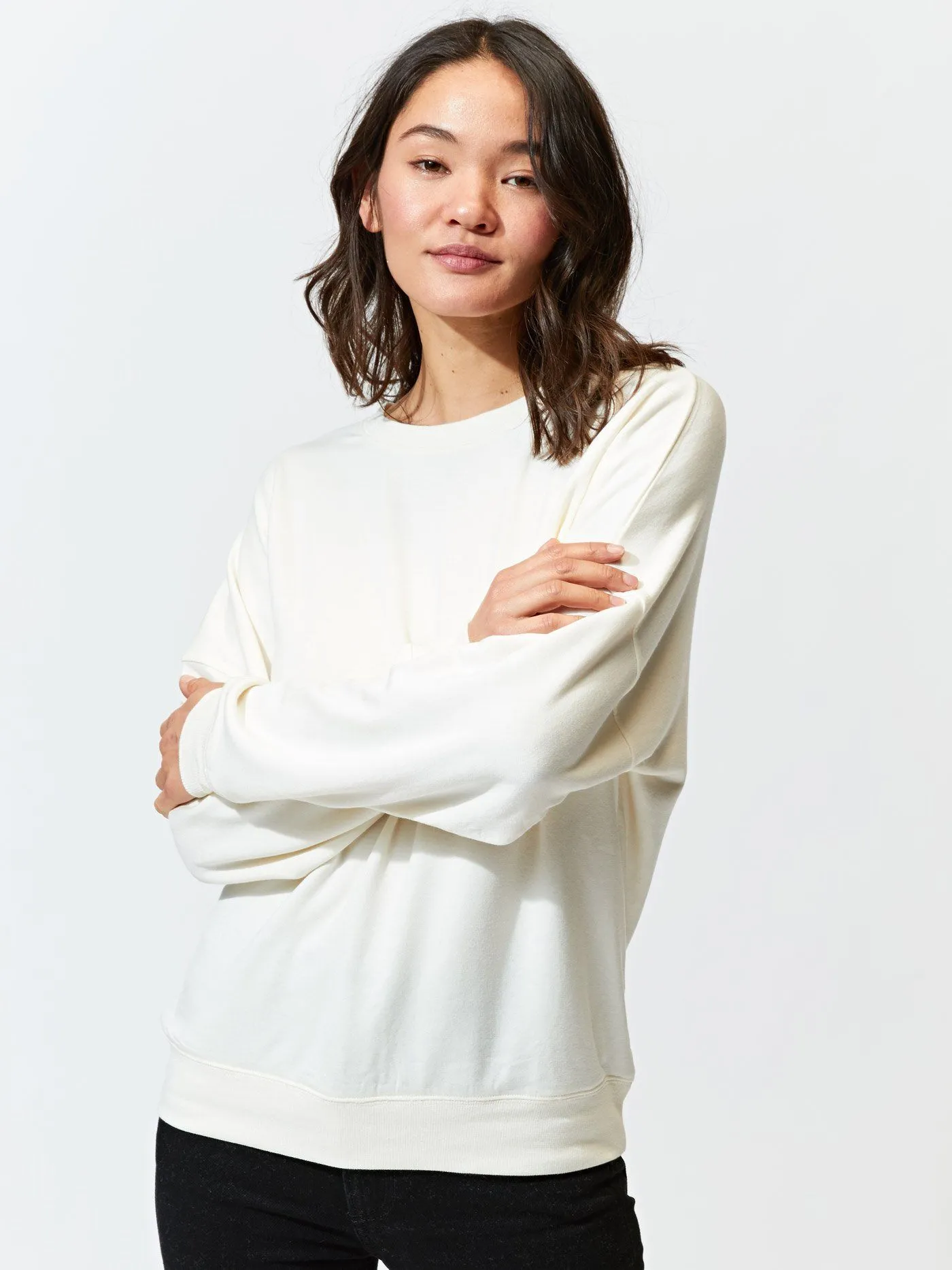 Quick Wear Fit Cathy Boyfriend Feather Fleece Pullover