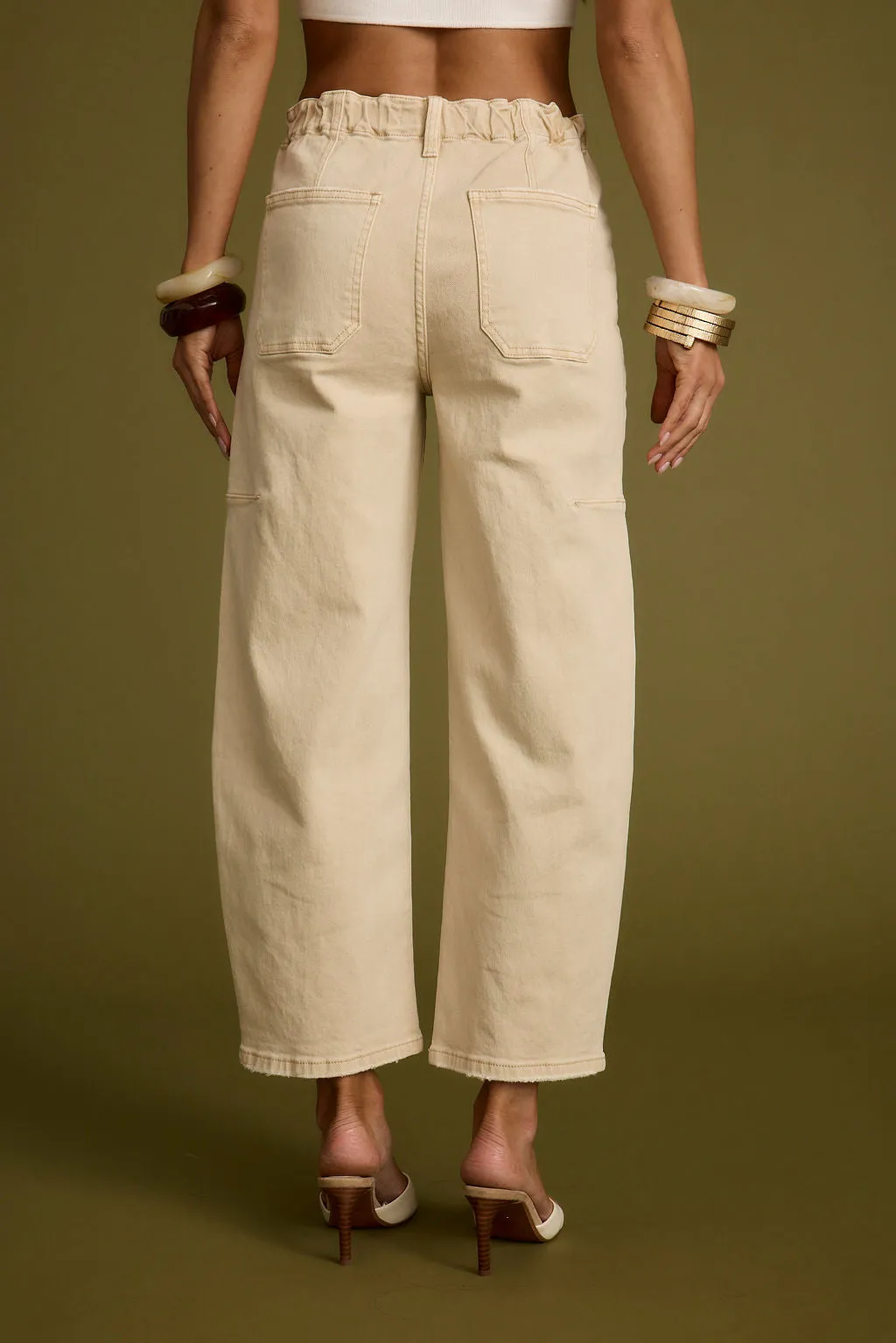 Day To Night Chandler Beige Barrel Jeans