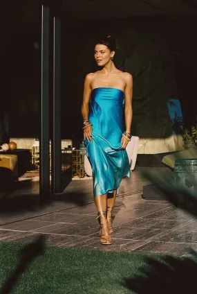 Natalia Blue Ombre Strapless Maxi Dress Nature Inspired Minimalist-Trend