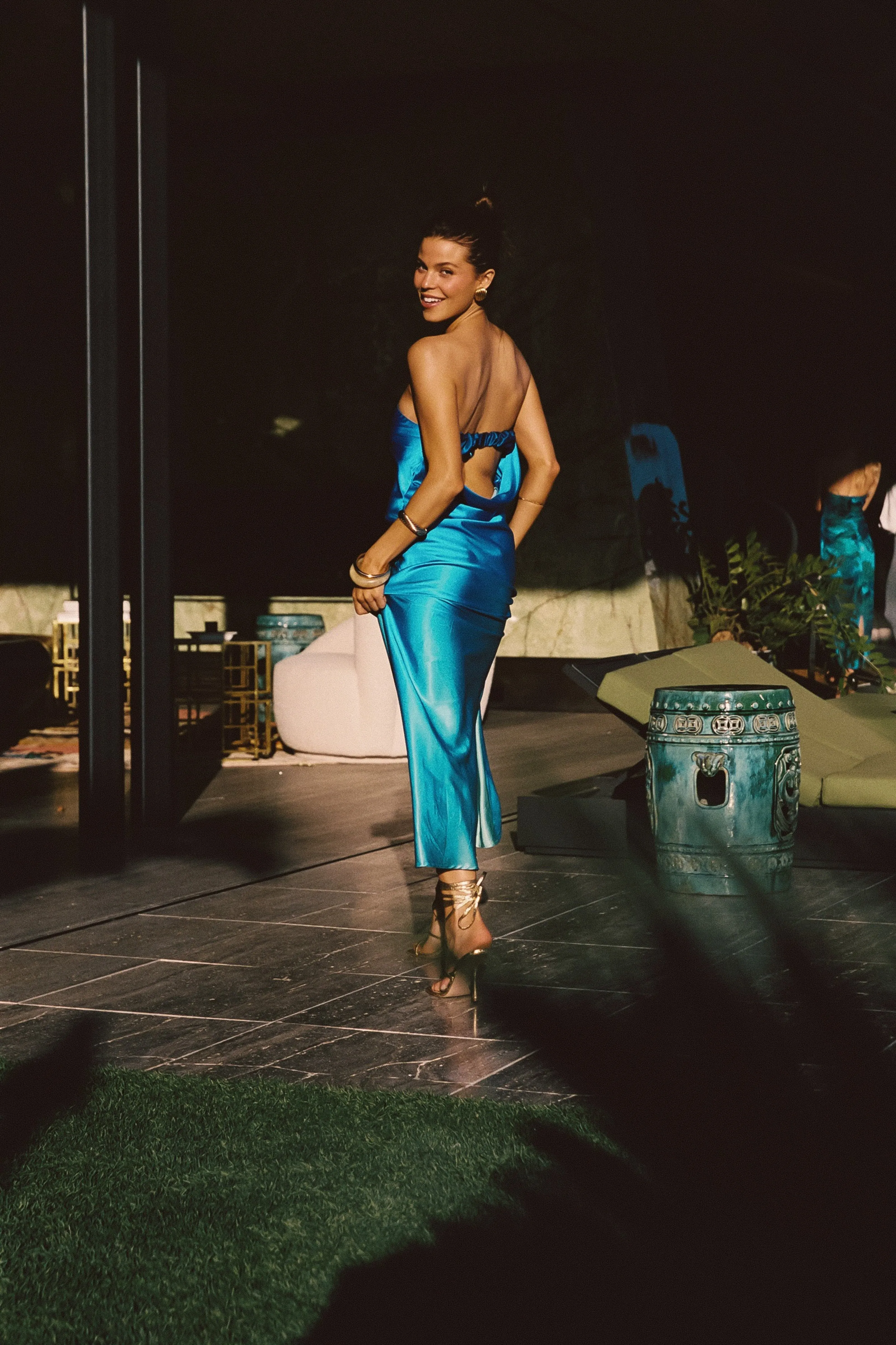 Natalia Blue Ombre Strapless Maxi Dress Versatile sundress