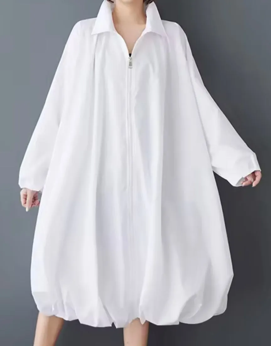 Simple yet chic gown Polished look dress Chic Bubble Hem Shirt Dress