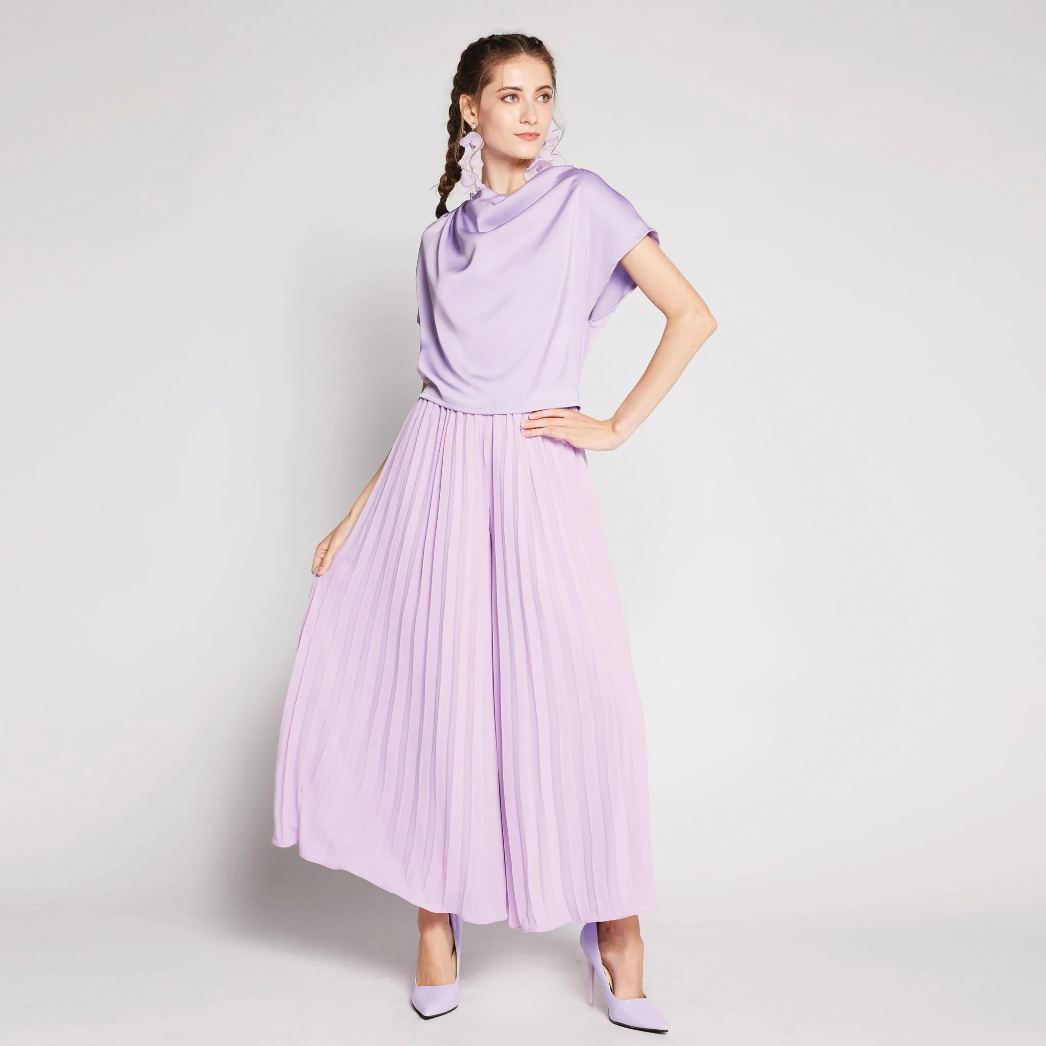 Chiffon Pleated Pants Sharp Finish