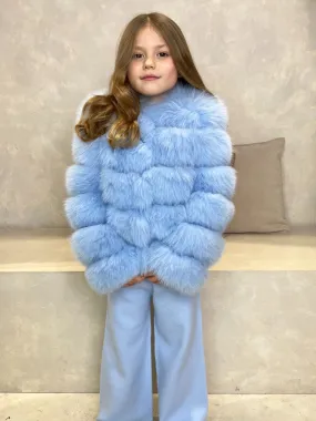 LightPadding AbrasionResistant Surface Childrens Baby Blue Luxury Fur Coat